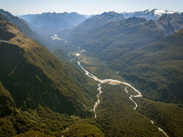 views over fiordland national park on scenic flight to milford sound with southern alps air from wanaka